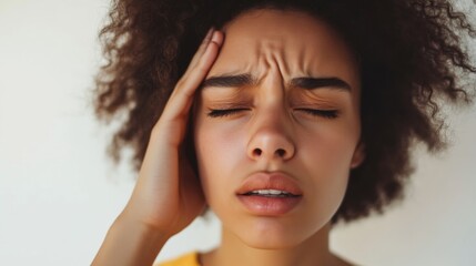 Fototapeta premium Woman Experiencing Pain and Suffering: A Close-Up Portrait
