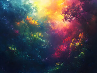 Colorful Abstract Forest Illustration Background