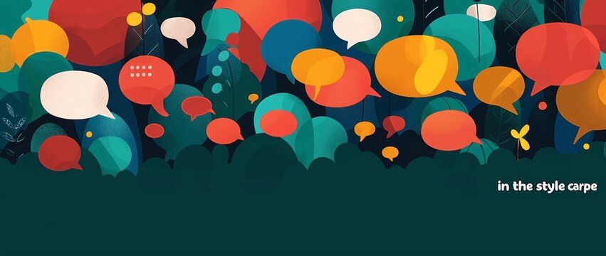 speech bubble communication abstract group people student talking networking discussion template cartoon colorful background