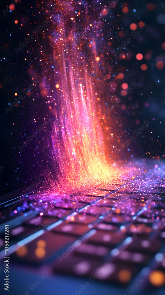 Poster abstract background of sparkling lights on keyboard