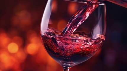 Red Wine Pouring into a Glass