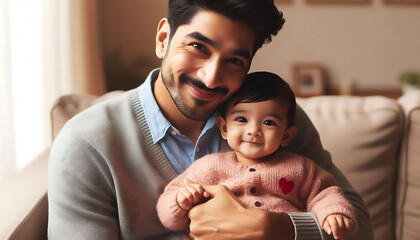 A joyful family moment with a parent and their child, celebrating love and togetherness at home