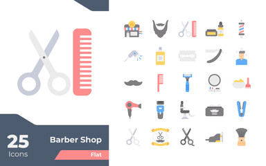 Barber Shop Flat Icons