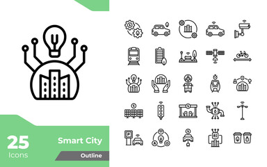Smart City Outline Icons