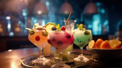 Colorful Cocktails on a Bar Counter