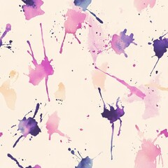 seamless pattern of playful watercolor splashes in various shapes, capturing the essence of fun and creativity