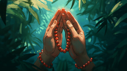 Hands Holding Prayer Beads in Peaceful Setting, All Saints' Day, illustration, All Saints' Day picture,