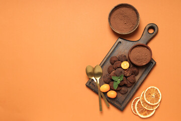 Chocolate truffles, concept of delicious sweet food