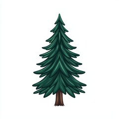 Obraz premium A vibrant green pine tree with detailed foliage, isolated on a white background.