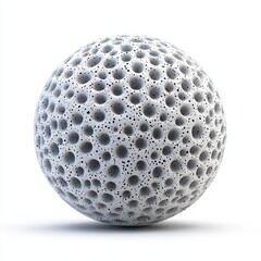 Abstract sphere with a textured surface, white isolate background.
