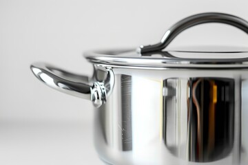 Steel pot cooking Isolated stain against a white backdrop. Generative Ai