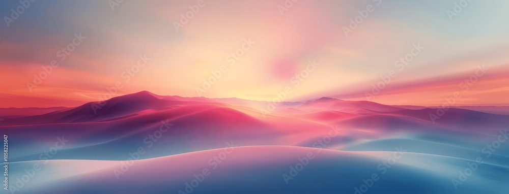 Aufkleber pastel gradient background with soft shadows and ethereal mountain view