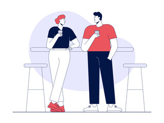 Two friends talking with each other. Friendship illustration. Flat vector illustration.