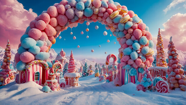 AI-generated images of Christmas cotton candy wonderland 
