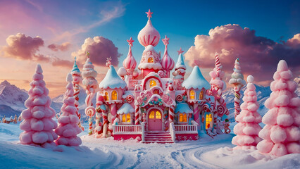 AI-generated images of Christmas cotton candy wonderland 