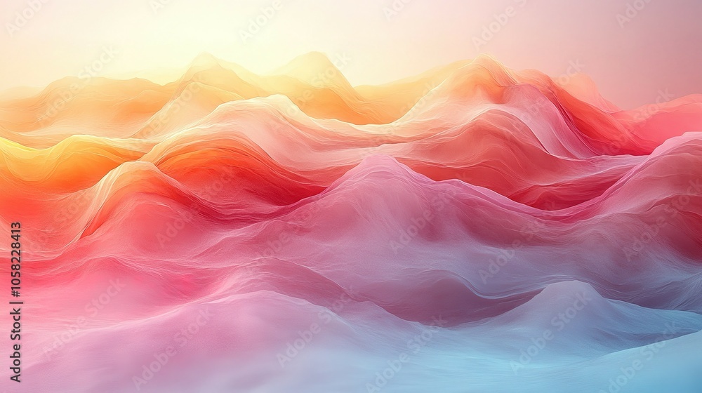 Aufkleber abstract colorful mountain range with soft gradient hues