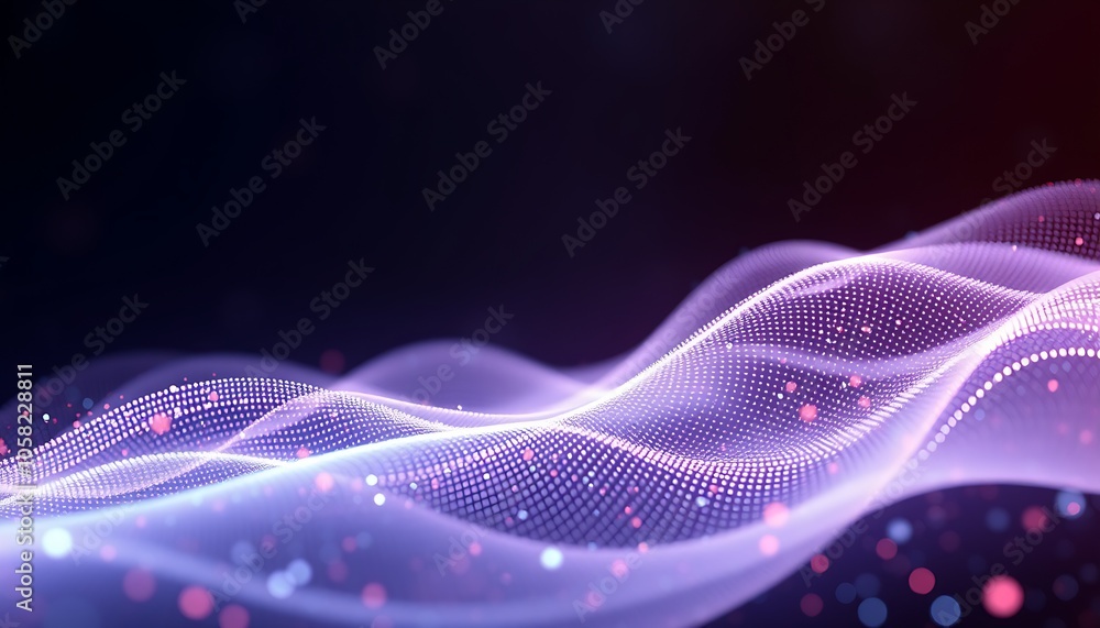 Fototapete exploring digital particle waves in futuristic technology