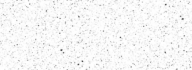 Black and white dirty dot seamless pattern. Grunge dripped sprinkles, particles, dust or splashes wallpaper. Distress noise grain repeated background. Random mottled gritty overlay texture. Vector