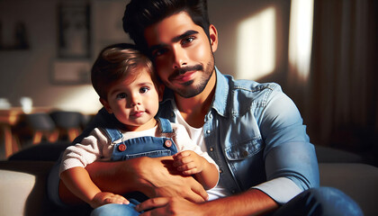A joyful parent playing with their baby at home, capturing the love and happiness of family togetherness