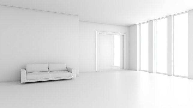 This stock photo showcases a white room interior with a minimalistic approach to design, featuring sleek furniture and subtle accents that create a sense of sophistication