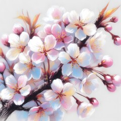 벚꽃, 파스텔화 (Cherry blossom, pastel painting)