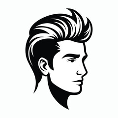 classical man hair cutting style black silhouette