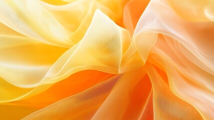 Obraz premium Image of a billowing flowing fabric in soft shades of orange and yellow, creating a soothing and elegant appearance, ideal for enhancing backgrounds in various design projects.
