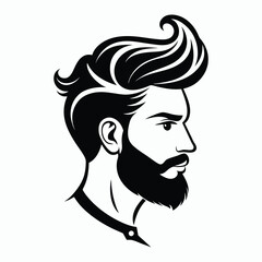classical man hair cutting style black silhouette