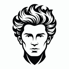 classical man hair cutting style black silhouette