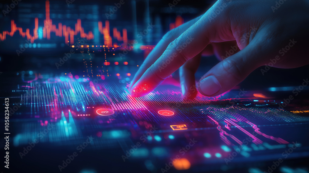 Poster analyzing business intelligence with key performance indicators in stock market analysis