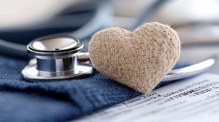 Medical message: heart stethoscope displayed on a World Health Day banner, significance of heart health awareness, providing copy space for educational information, community health resources.