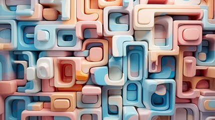 Abstract mosaic pattern with various shapes and sizes, creating a complex and visually engaging design.