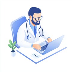 Fototapeta premium Modern Doctor Using Digital Health Tools for Patient Care