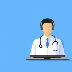 Fototapeta premium Telehealth Provider Setup with Headset