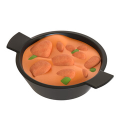 butter chicken 3d icon illustration 