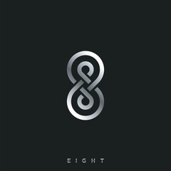 Elegant Silver Eight Design on Black Background