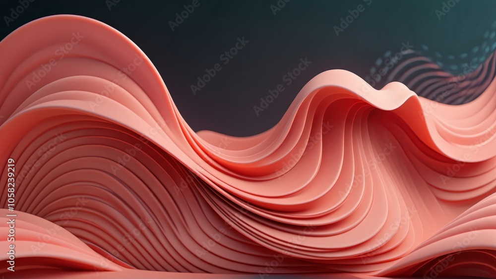 Poster Abstract waves of pink layers create a mesmerizing 3d effect in modern art