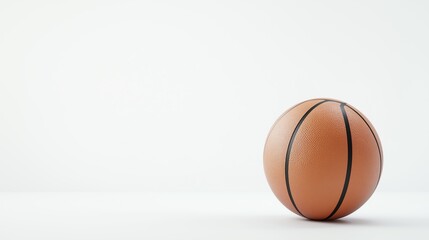 Obraz premium A single basketball positioned on a white isolated background, emphasizing its texture and design, ideal for sports-related themes.