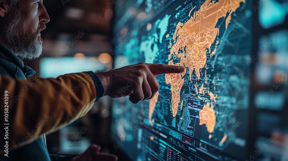 Poster digital interaction with global world map