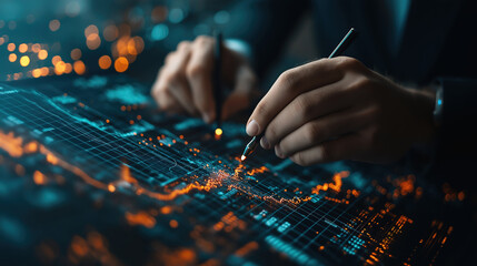 Naklejka premium Visualizing Business Growth, Strategies for Financial Management and Global Investment Analysis