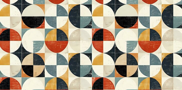 Symmetrical retro geometric pattern with vibrant colors, ideal for creating nostalgic and playful design projects