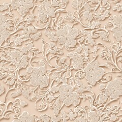 seamless pattern of intricate floral lace designs intertwined with blooming vines, emphasizing elegance and detail