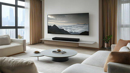 Modern Living Room Photo with City View