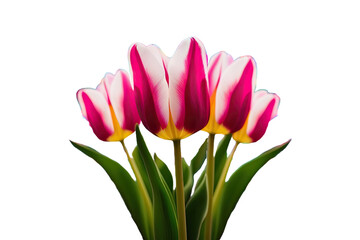 Fototapeta premium Pink and White Tulips isolated on white background,transparent,Perfect for greeting cards, posters, or any spring/floral-themed project.