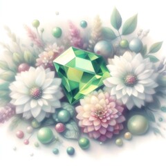 8월의 탄생석 페리도트, 파스텔화 (August Birthstone Peridot, pastel painting)