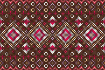 seamless knitted brown embroidery pattern 