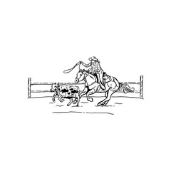 cowgirl line art illustration