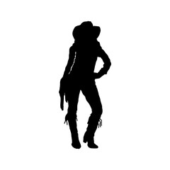 cowgirl silhouette hand drawing illustration