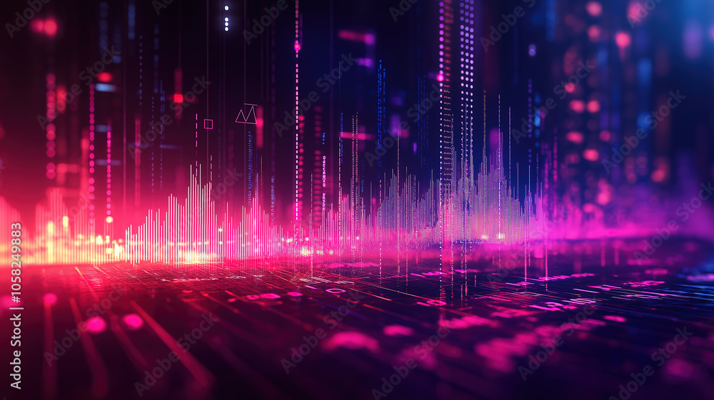 Aufkleber dynamic banner design for stock market investment featuring graph indicators and volume data