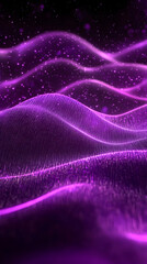 Purple Abstract Background with Waves and Particles